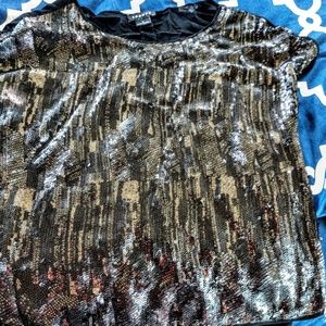 Black and silver sequin tee